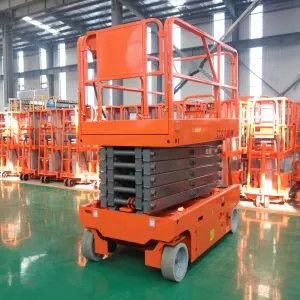 satın al Pil ile çalışan kendi kendine hareket eden makas asansörü yüksek çalışma yeri için mobil turuncu online manufacture
