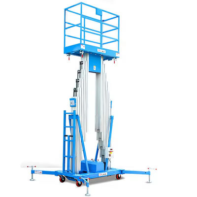 9m 250kg Elektrik Mast Boom Lift Mavi Mast Dikey Lift Hafif