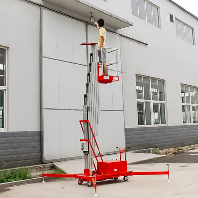 Elektrikli Alüminyum Direk Kaldırma 8m 10m 150kg Dikey Tek Direkli Hava Çalışma Platformu
